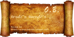 Orsós Bernát névjegykártya